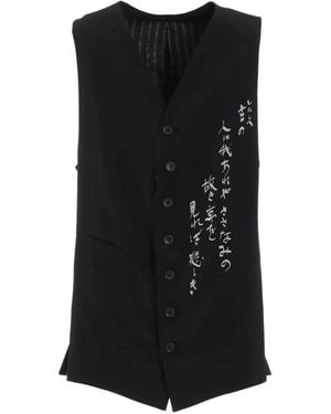 Yohji Yamamoto Chaleco con botones - Negro