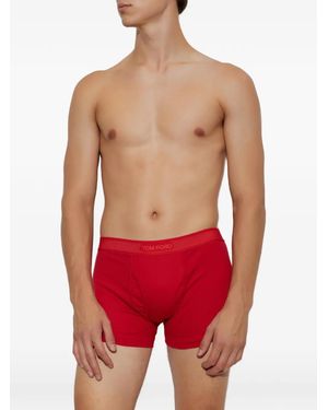 Tom Ford Logo-Waistband Boxer Briefs - Red