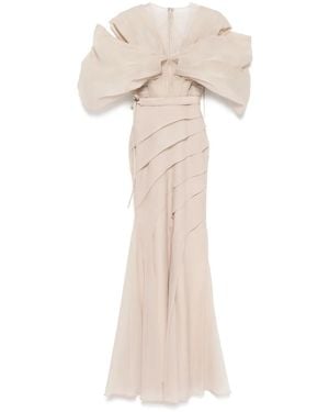 ZEENA ZAKI V-Neck Gown - Natural
