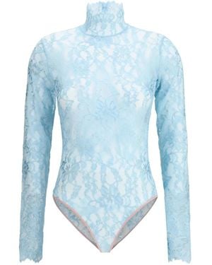 Valentino Garavani Floral-Lace Bodysuit - Blue