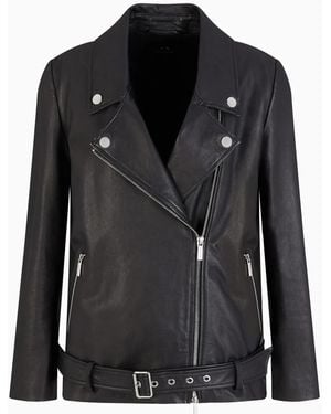 ARMANI EXCHANGE レザー ライダースジャケット - ブラック