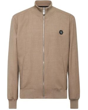 Philipp Plein Logo-Patch Jacket - Brown
