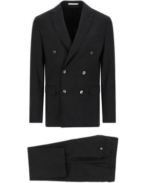 Pal Zileri Double-Breasted Wool Suit - Black