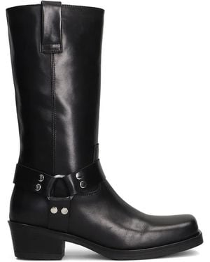 Julie Dee Harness Square-Toe Biker Boots - Black