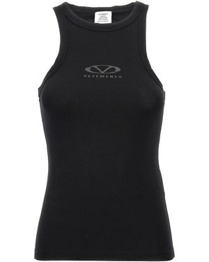 Vetements Logo-Print Tank Top - Black