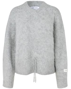 Samsøe & Samsøe Salo Drawstring-Waist Brushed-Knit Sweater - Grey