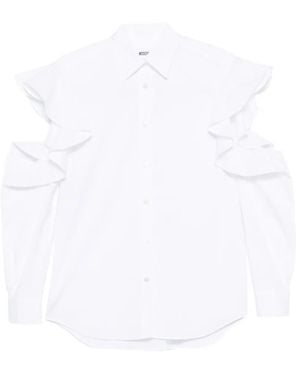 Moschino Ruffled Cold-Shoulder Shirt - White