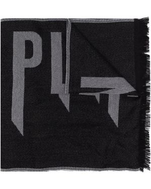 Philipp Plein Wool Logo Scarf - Black