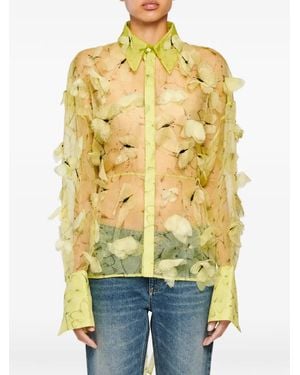 Blumarine Butterfly-Appliqué Long-Sleeve Shirt - Yellow