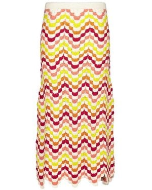 Escvdo Abanico Crochet Safi Skirt - White
