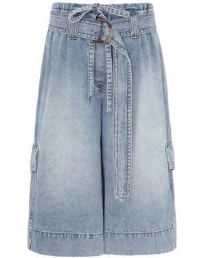 Zimmermann Belted Cargo Denim Shorts - Blue