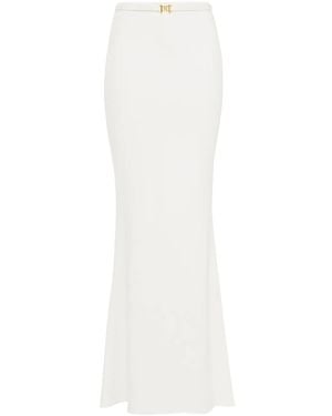Elisabetta Franchi Belted Crepe Maxi Skirt - White