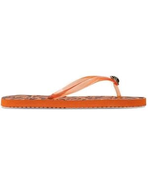 Kurt Geiger Kensington Tiger-Print Flip-Flops - Orange