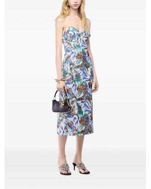Rabanne Midi Dress With Floral-Shaped Sequin Embroidery - Blue