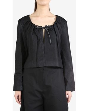 Amomento Padded cropped cotton blouse - Negro