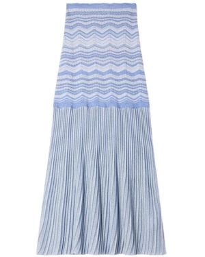 Sandro Chevron Pleated Knitted Skirt - Blue