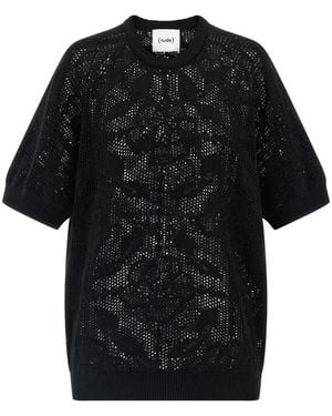 Nude Openwork Katoenen Trui - Zwart