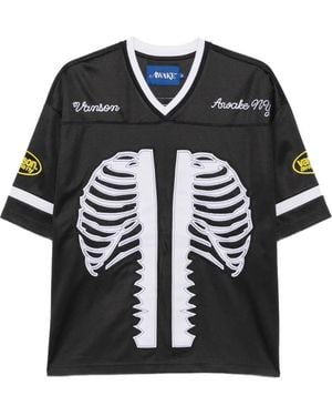 AWAKE NY T-Shirt Con Scollo A V E Applicazione Scheletro - Nero