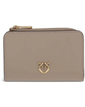 Pinko Love Birds Leather Wallet - Grey