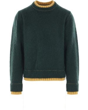 Sacai Pullover mit Kontrastdetails - Grün