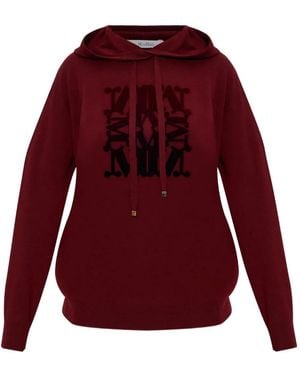 Max Mara Logo-Detail Hooded Jumper - Red