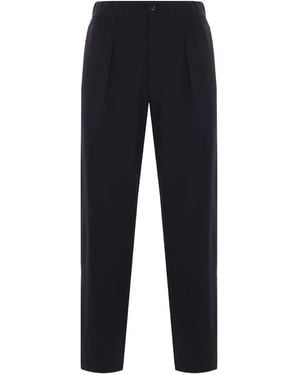 Giorgio Armani Pleated Elasticated-Waist Trousers - Blue