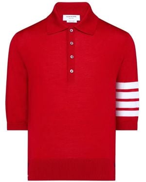 Thom Browne 4-Bar Merino Polo Shirt - Red