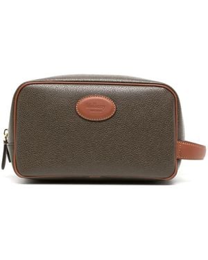 Mulberry Logo-Patch Leather Wash Bag - Brown