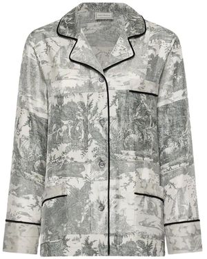 Pierre Louis Mascia Camicia Con Stampa Landscape - Grigio