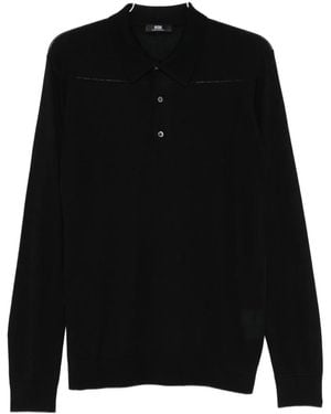 Alpha Studio Fine-knit Polo Shirt - ブラック