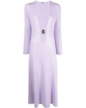 Dodo Bar Or Sequin-Embellished Plunge Dress - Purple