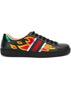 Gucci Ace Flame Trainers - Black