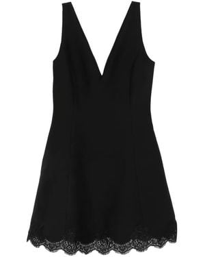 Valentino Garavani Lace-Trim V-Neck Dress - Black