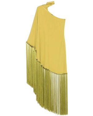 Taller Marmo Fringe-Trimmed One-Shoulder Dress - Yellow
