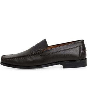 Hackett Mocasines Saddle Con Costuras A Mano - Negro