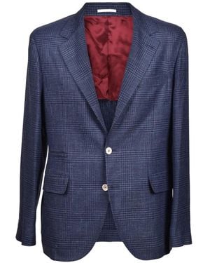 Brunello Cucinelli Plaid-Pattern Blazer - Blue