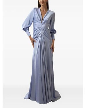Nicole Miller V-neck longsleeves maxi dress - Blau