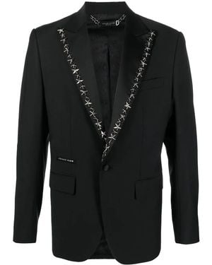 Philipp Plein Star Stud-Embellished Single-Breasted Blazer - Black