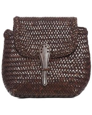 Dragon Diffusion Mini City Woven Leather Cross Body Bag - Brown