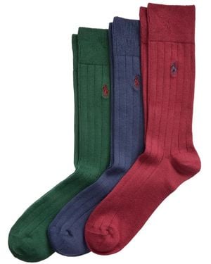 Polo Ralph Lauren Pony-Motif Ribbed-Knit Socks (Set Of Three) - Red