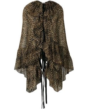 Saint Laurent Leopard-Print Asymmetric Blouse - Multicolour