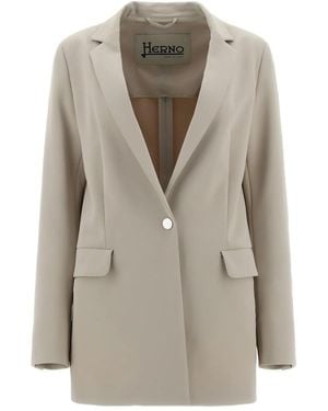Herno Pocket Single-Breasted Jacket - Natural