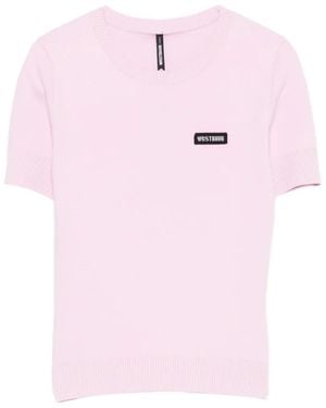 WRSTBHVR Logo-Patch Short-Sleeve Jumper - Pink