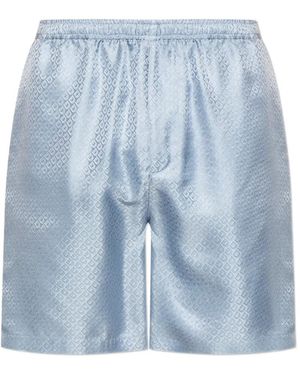Ferragamo Gancini-Jacquard Silk Shorts - Blue