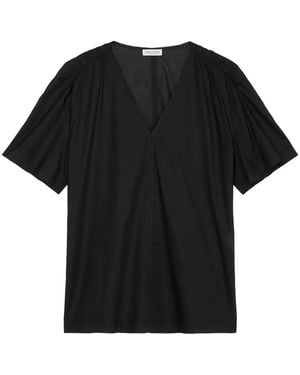 Marc O' Polo Gathered-Detail V-Neck Top - Black