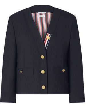 Thom Browne Hopsack Suiting Cardigan - Blue