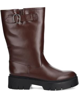 HUGO Buckle-Detail Biker Boots - Brown