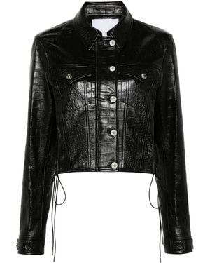 Rabanne Crocodile-Embossed Leather Jacket - Black