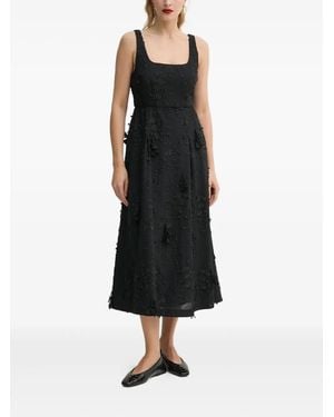 Munthe Floral-Embroidered A-Line Maxi Dress - Black