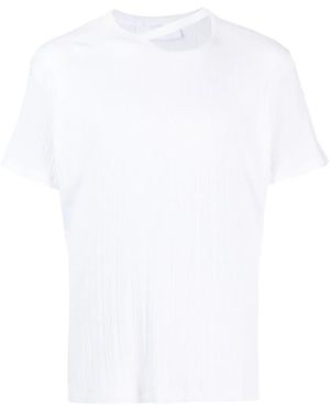 Louis-Gabriel Nouchi Cut-Out Plissé Cotton T-Shirt - White